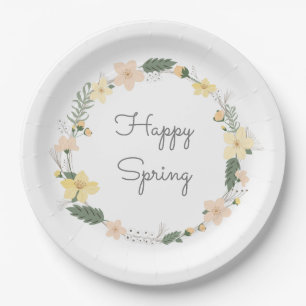 HAPPY SPRINT Artisan Pastel Flowers Sweet Paper Plate