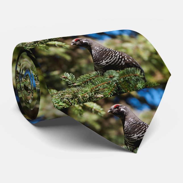 Happy Spruce Grouse Tie (Rolled)