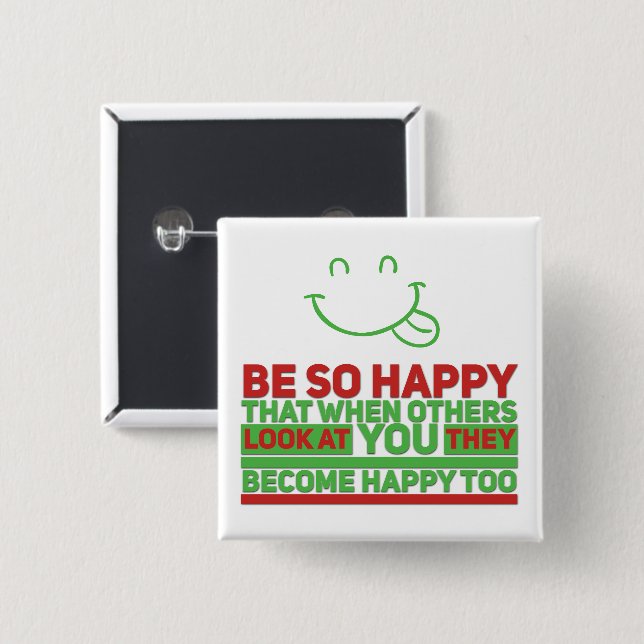 Happy - Square Button (Front & Back)