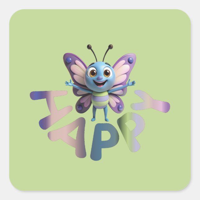 HAPPY SQUARE STICKER (Front)