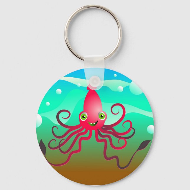 Happy Squid Key Ring (Front)