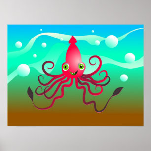 Happy Squid Poster