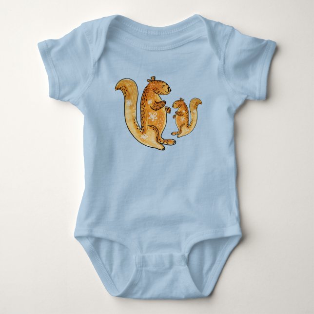 Happy Squirrel Baby Bodysuit (Front)