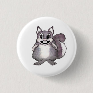 Happy Squirrel Cartoon Drawing  3 Cm Round Badge