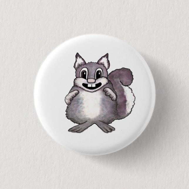 Happy Squirrel Cartoon Drawing  3 Cm Round Badge (Front)