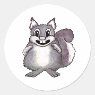 Happy Squirrel Cartoon Drawing  Classic Round Sticker