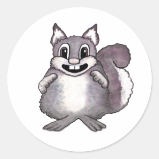 Happy Squirrel Cartoon Drawing Classic Round Sticker