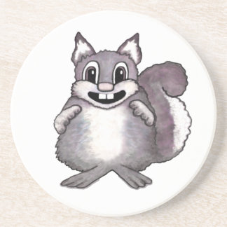 Happy Squirrel Cartoon Drawing Coaster