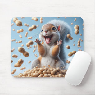 Happy Squirrel In a Pile of Peanut Mouse Pad