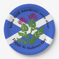 Happy St Andrews Day Flag Thistle Large 9"