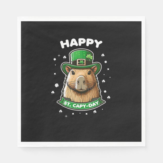 Happy St Capy-day St Patricks Day for Capybara Lov Napkin (Front)