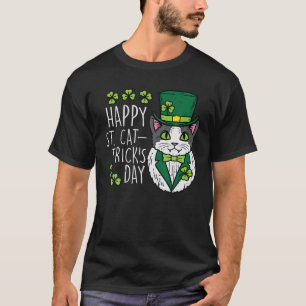 Happy St Cat Tricks Patricks Day Funny Pet Men Wom T-Shirt