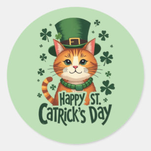 Happy St. Catrick’s Day – Cat Of St. Patrick’s day Classic Round Sticker