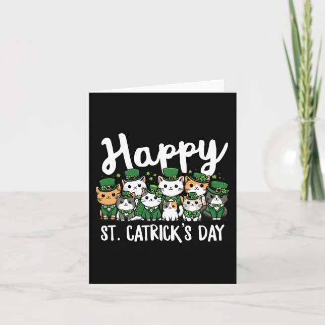 Happy St Catricks Day St Patricks Day Cat Leprecha Card (Front)