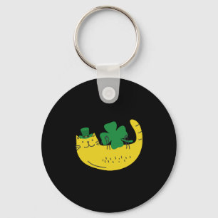 Happy St Cattys Day Catricks Funny Leprechaun Cat Key Ring