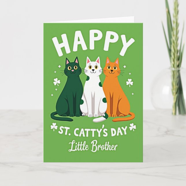 Happy St Cattys Day Little Brother Card (Front)