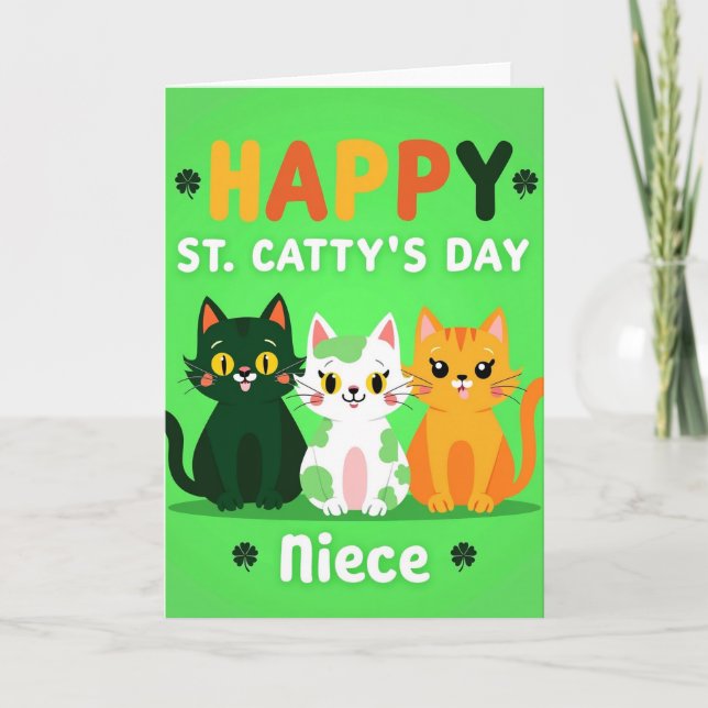 Happy St Cattys Day Niece Card (Front)