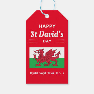 Happy St David's Day Dydd Gŵyl Dewi Hapus 2 Gift Tags