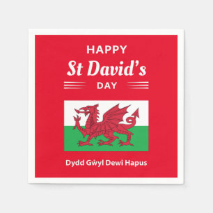 Happy St David's Day Dydd Gŵyl Dewi Hapus 2 Napkin