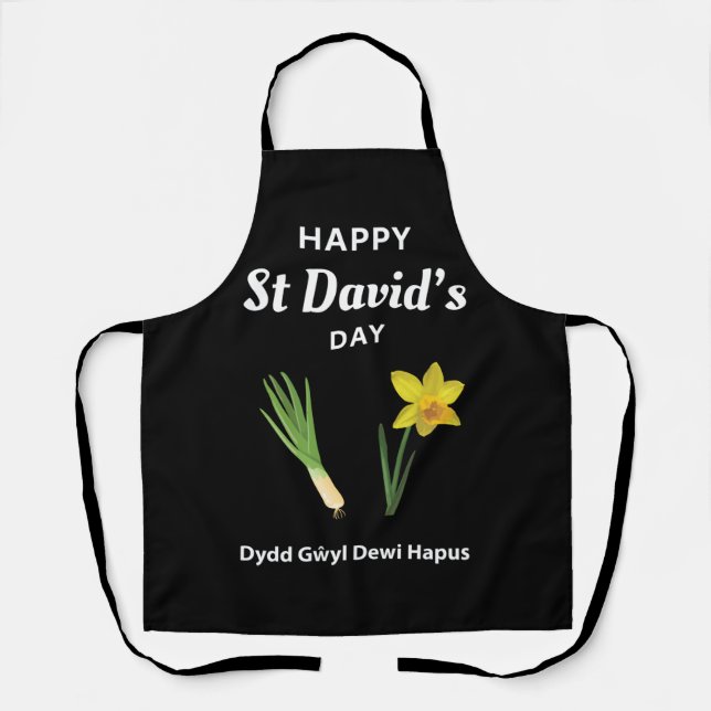 Happy St David's Day Dydd Gŵyl Dewi Hapus 4 Apron (Front)