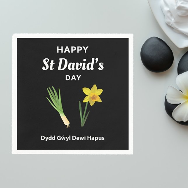 Happy St David's Day Dydd Gŵyl Dewi Hapus 4 Napkin (Creator Uploaded)