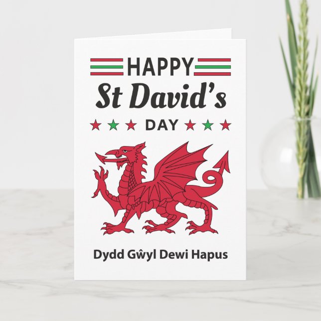 Happy St David's Day Dydd Gŵyl Dewi Hapus 5 Card (Front)