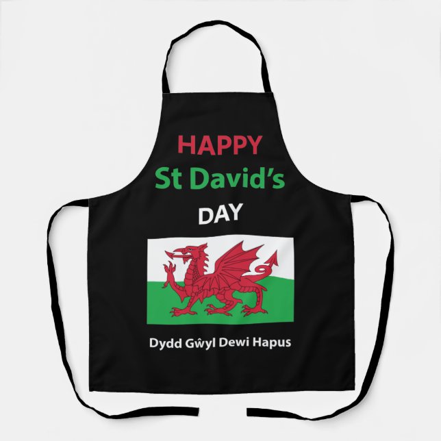 Happy St David's Day Dydd Gŵyl Dewi Hapus Apron (Front)