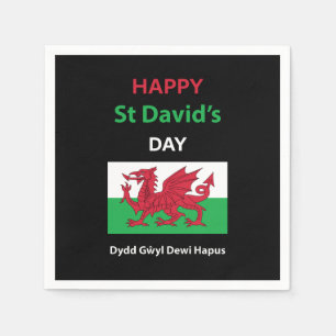 Happy St David's Day Dydd Gŵyl Dewi Hapus Napkin