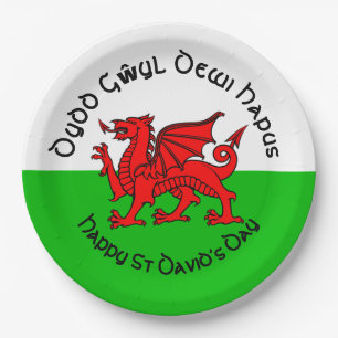 Happy St Davids Day in Celtic Style 9" Paper Plate
