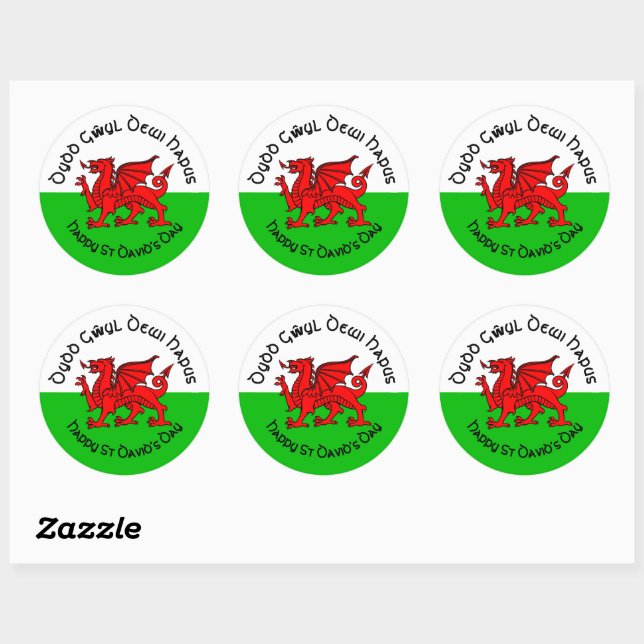 Happy St Davids Day in Celtic Style Sticker (Sheet)