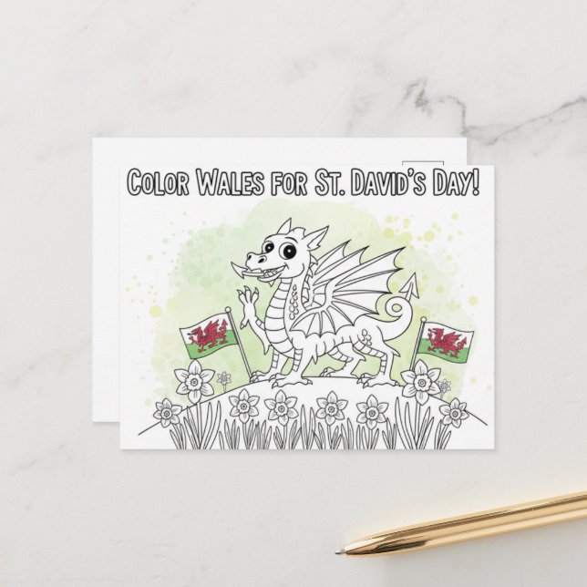 Happy St. David's Day Postcard (Front/Back In Situ)