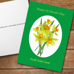 Happy St David's Day Welsh Daffodils Card