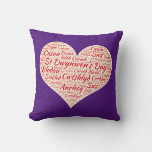 Happy St Dwynwens Day - Heart Word Cloud Cushion