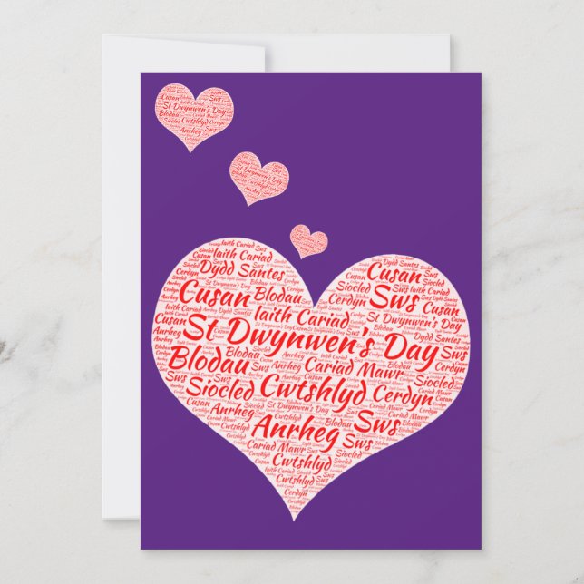 Happy St Dwynwens Day - Heart Word Cloud Holiday Card (Front)