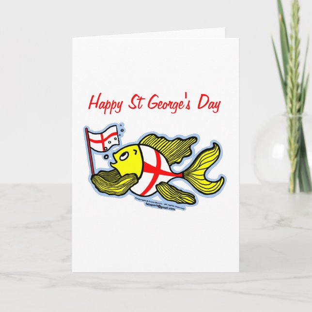 Happy St Georges Day fun cartoon english flag fish Card (Front)