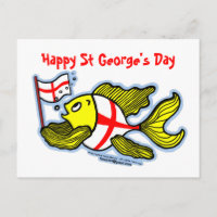 Happy St Georges Day fun cartoon english flag fish