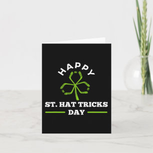 Happy St. Hat Tricks Day Hockey Sticks Shamrock Card