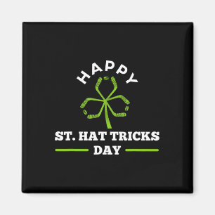 Happy St. Hat Tricks Day Hockey Sticks Shamrock Magnet