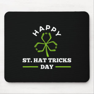 Happy St. Hat Tricks Day Hockey Sticks Shamrock Mouse Pad