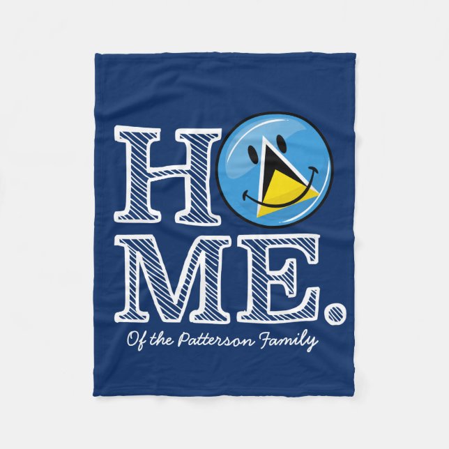 Happy St. Lucian Flag House Warmer Fleece Blanket (Front)