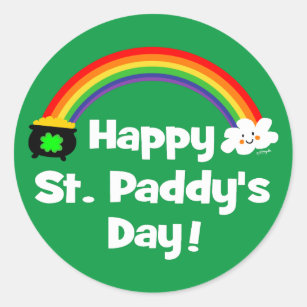Happy St Paddy's Day Rainbow Classic Round Sticker