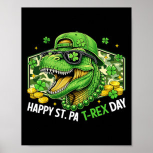 Happy St Pat-rex Day Dinosaur Camo St Patricks Day Poster