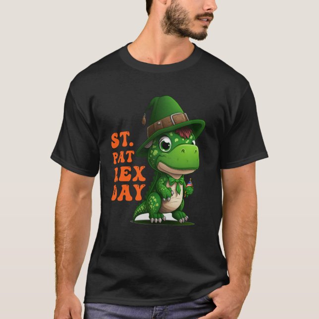 Happy St Pat Rex Day St Patricks Day Rex Leprechau T-Shirt (Front)