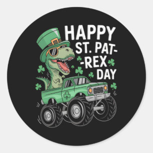 Happy St Pat-rex Patricks Day Dinosaur Monster Tru Classic Round Sticker