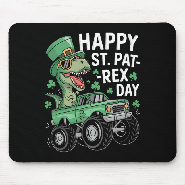 Happy St Pat-rex Patricks Day Dinosaur Monster Tru Mouse Pad (Front)