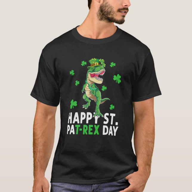 Happy St Pat Rex Saint Patrick's Day Dinosaur Boys T-Shirt (Front)