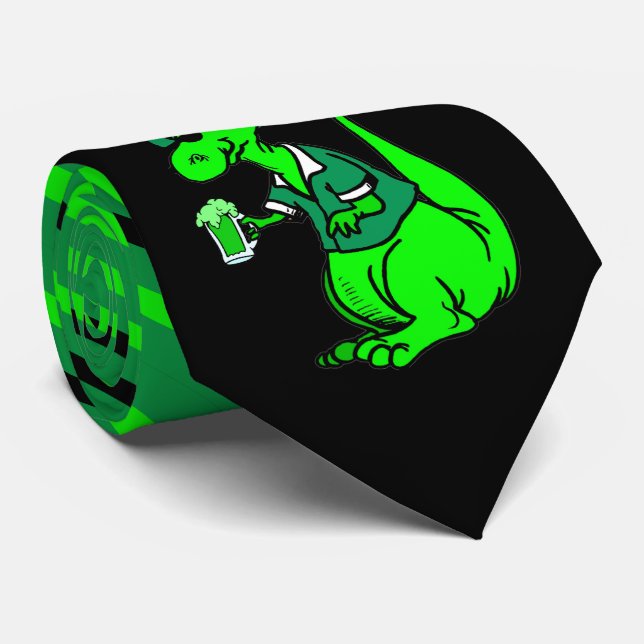 Happy St. PaT-Rex Saint Patrick's Day Dinosaur Tie (Rolled)