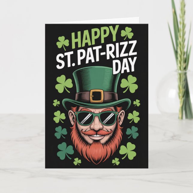 Happy St Pat Rizz Day Funny Greeting Card (Front)