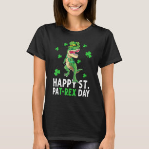 Happy St Pat T Rex Saint Patrick's Day Dinosaur Bo T-Shirt