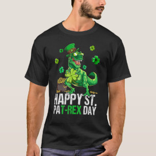 Happy St Pat T Rex Saint Patrick's Day Dinosaur Bo T-Shirt